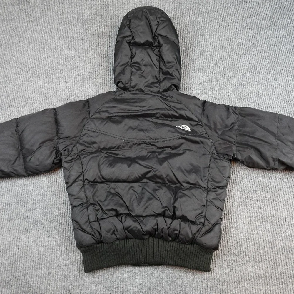 The North Face 550 Down Jacket Womens Small Black Hooded Quilted Puffer Full Zip - Picture 7 of 11